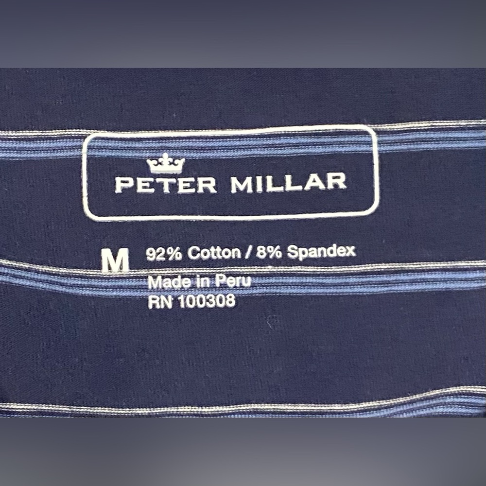 Peter Millar Polo Shirt - Stripe Navy - Sz M - Like New Condition - Picture 3 of 4
